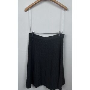 Pure Collection Charcoal Grey Cashmere Lambswool Knit A-Line Skirt Womens Medium